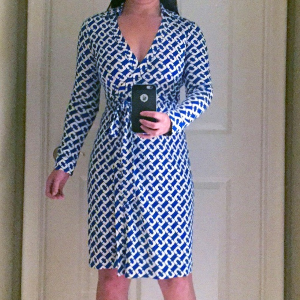 Diane von Furstenberg New Jeanne wrap dress chain link medium